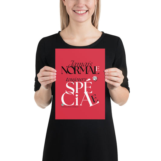 Affiche-Jamais_Normale-rouge-femme