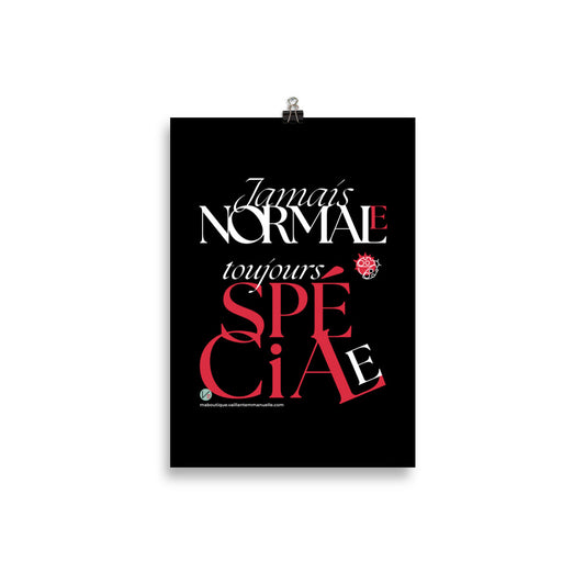 Affiche-Jamais Normale-noir-pince