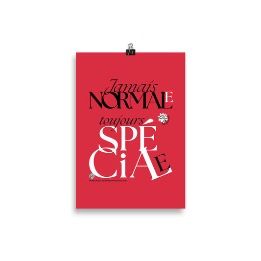 Affiche-Jamais Normale-rouge-pince