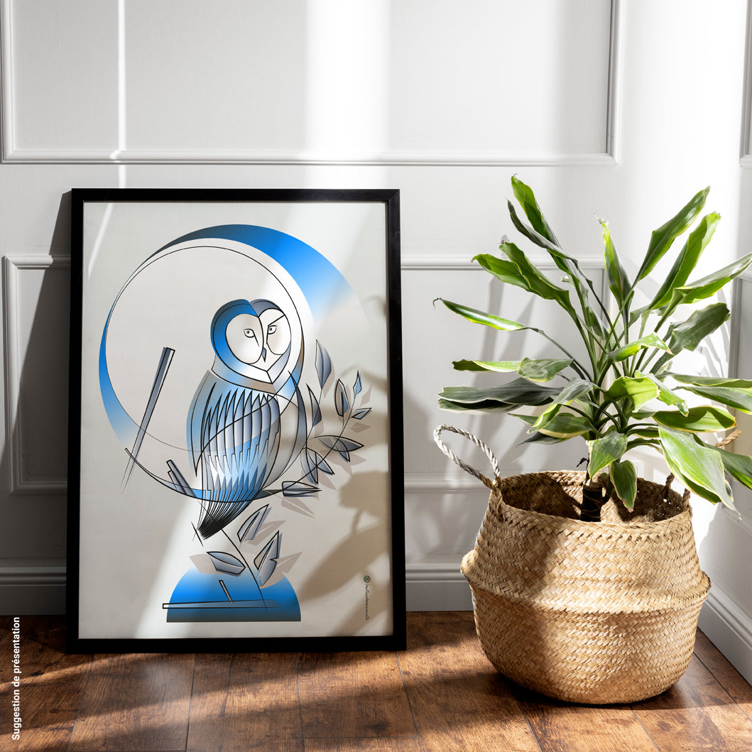 Affiche Chouette bleue