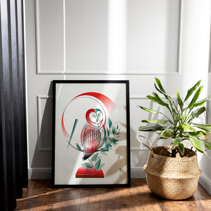 Affiche Chouette rouge