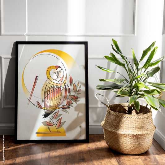 Affiche Chouette jaune