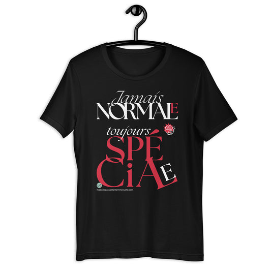 T-shirt-Jamais_Normale-noir-cintre